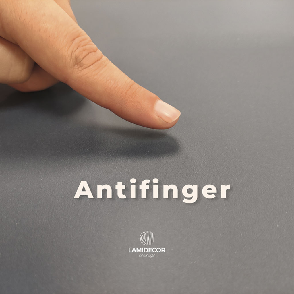 Detalle de una superficie Silky de Lamidecor con tecnología antihuellas