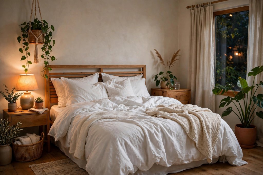 Dormitorio de estilo cocooning